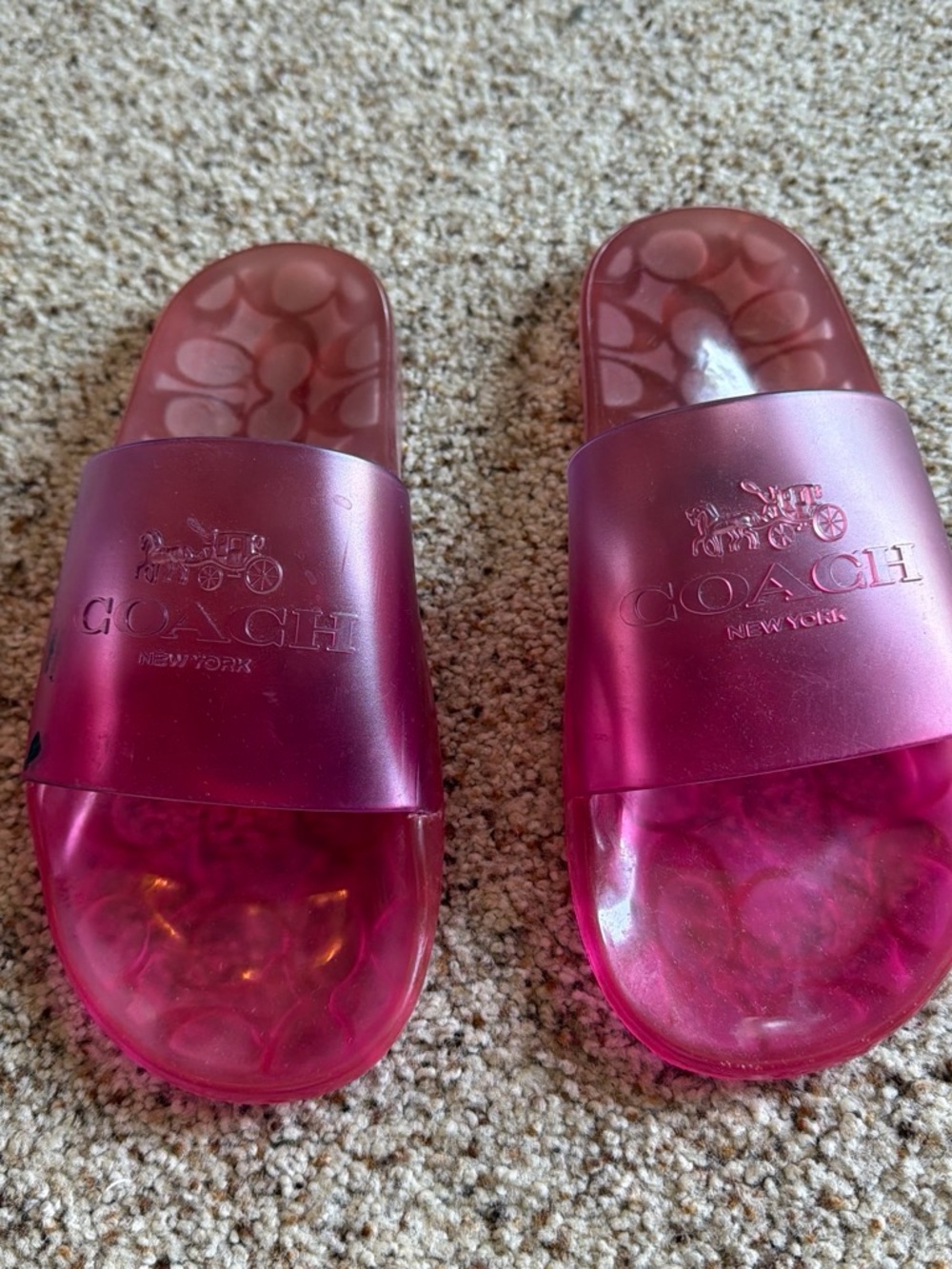 COACH Pink Transparent Slide Sandals